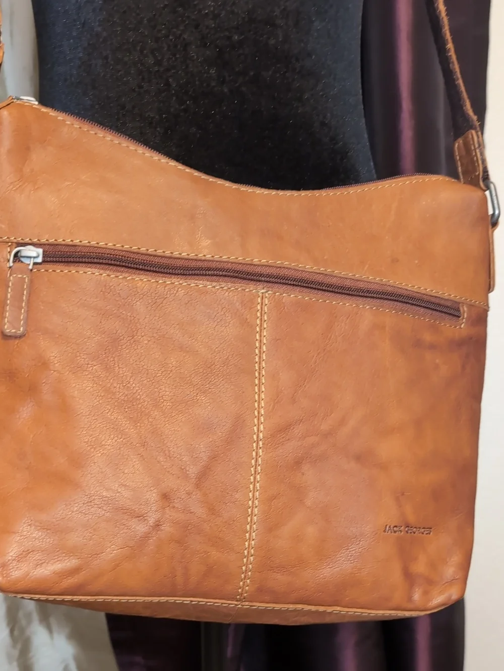 Jack Georges Buffalo Leather Crossbody Shoulder Bag in Brown